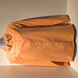 Studio Works Women's Button-up Shirt Long Sleeve Medium Orange Faux Suede